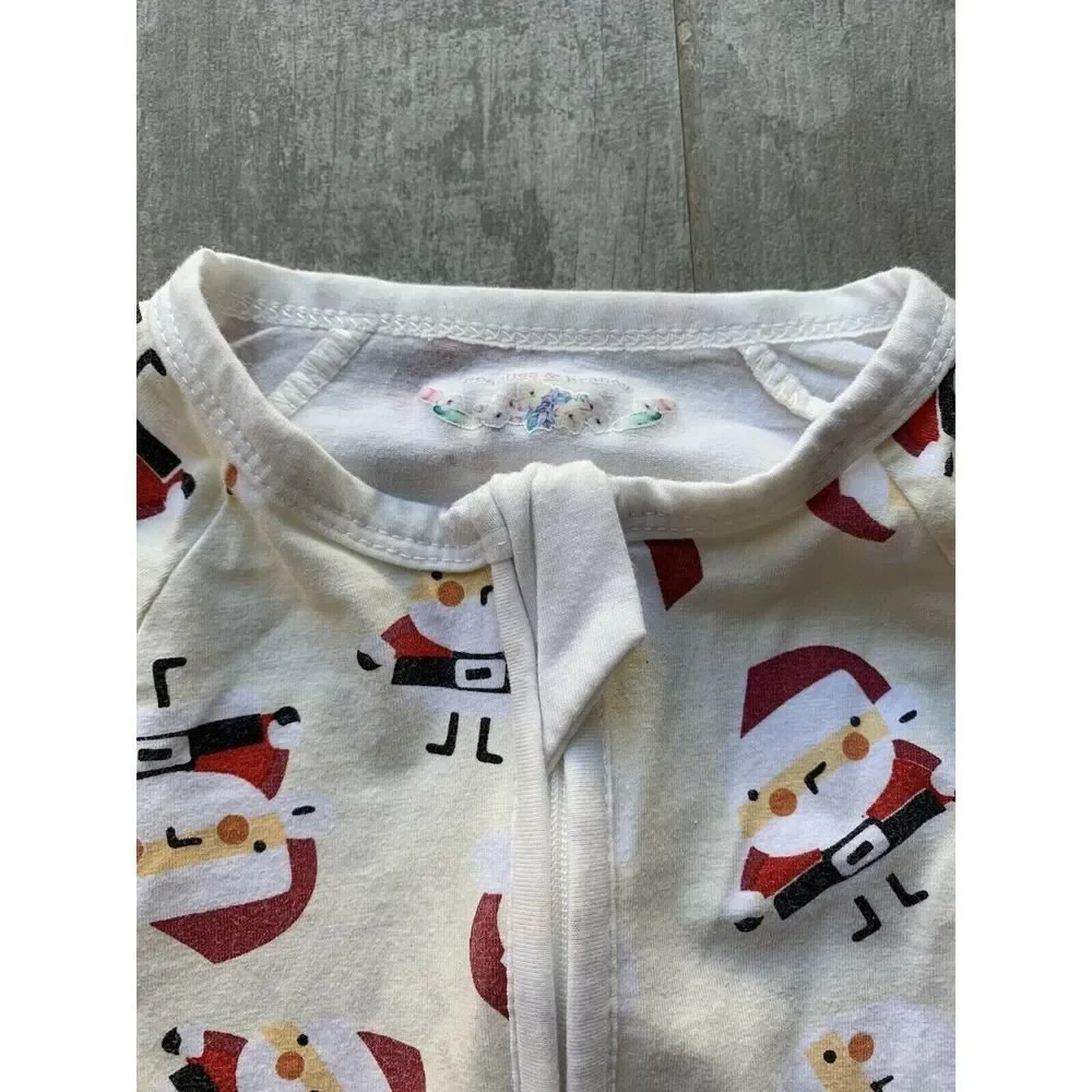 Boutique Baby Girl Boy Santa Christmas Zipper One-Piece Coverall Sleep Play 12 M